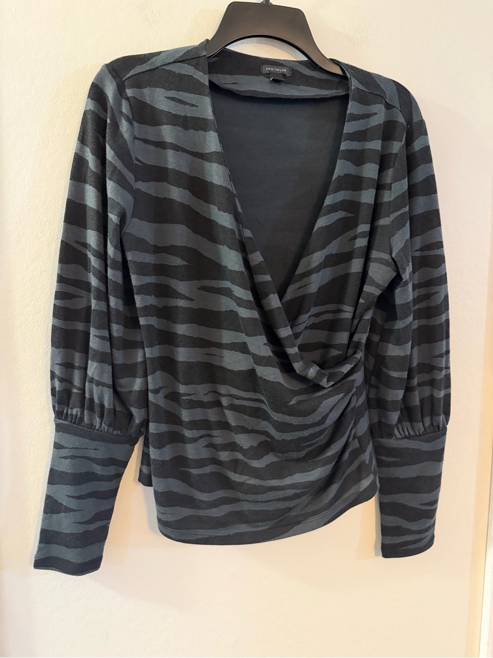 Ann Taylor Zebra Print Wrap Blouse